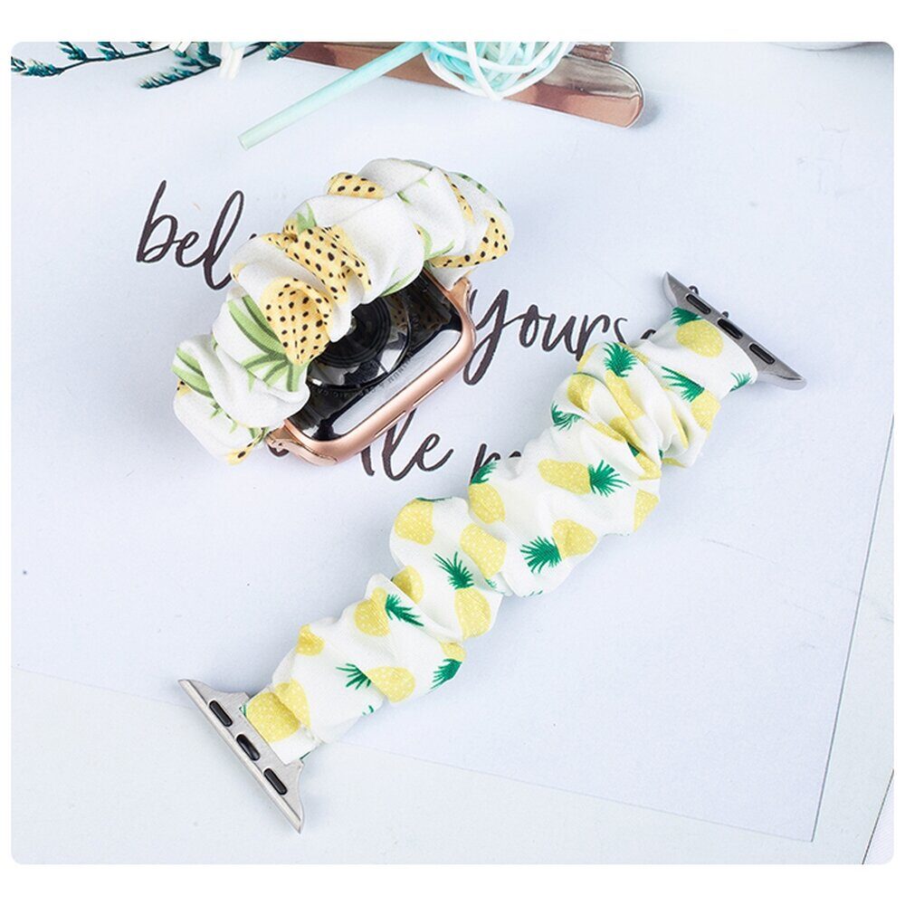 Fabric band for Apple Watch 42 / 44 / 45 mm strap bracelet rubber band - pineapple - imagine 5