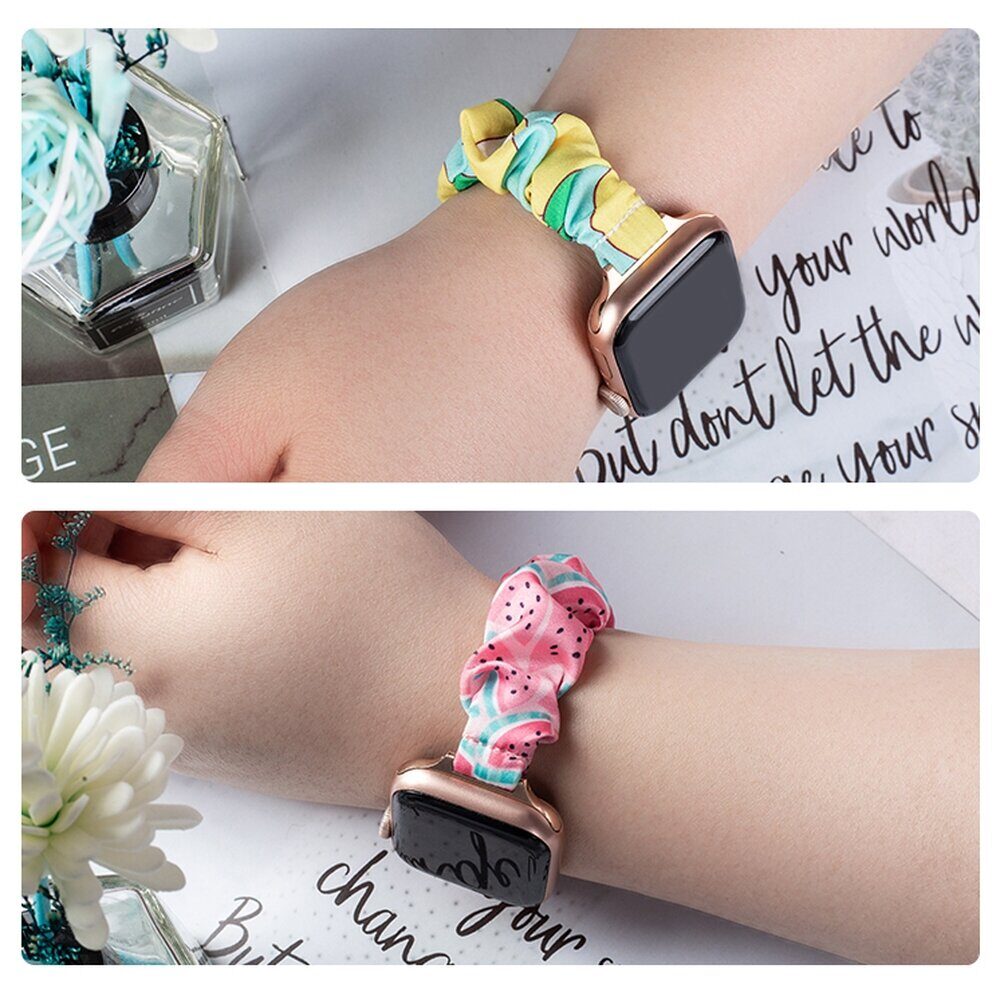 Fabric band for Apple Watch 42 / 44 / 45 mm strap bracelet rubber band - pineapple - imagine 6