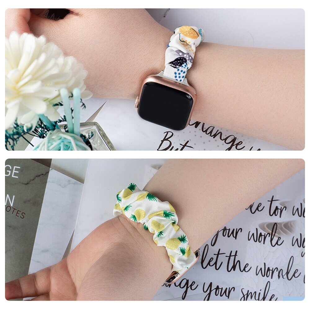 Fabric band for Apple Watch 42 / 44 / 45 mm strap bracelet rubber band - pineapple - imagine 8