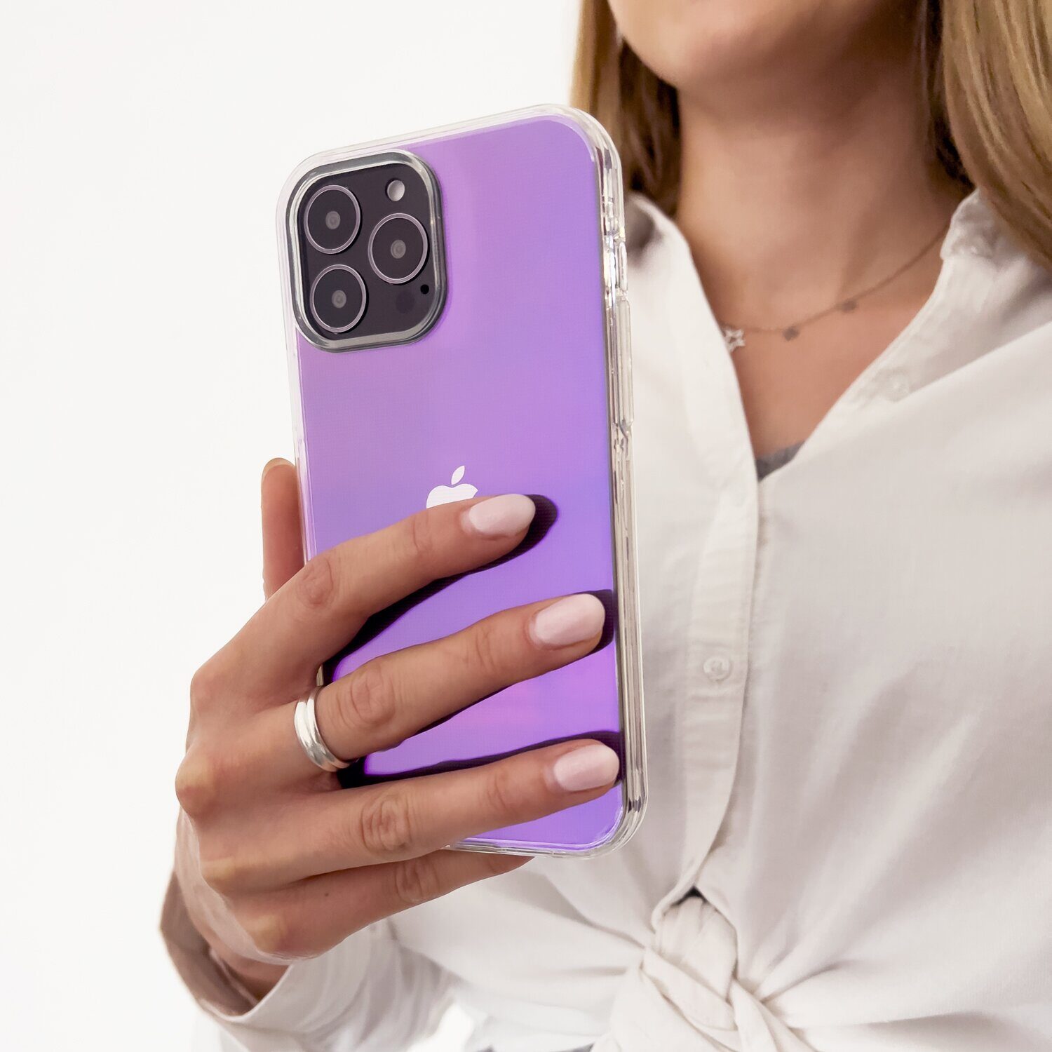 Aurora Case Case for iPhone 13 Pro Max Neon Gel Cover Purple - imagine 3