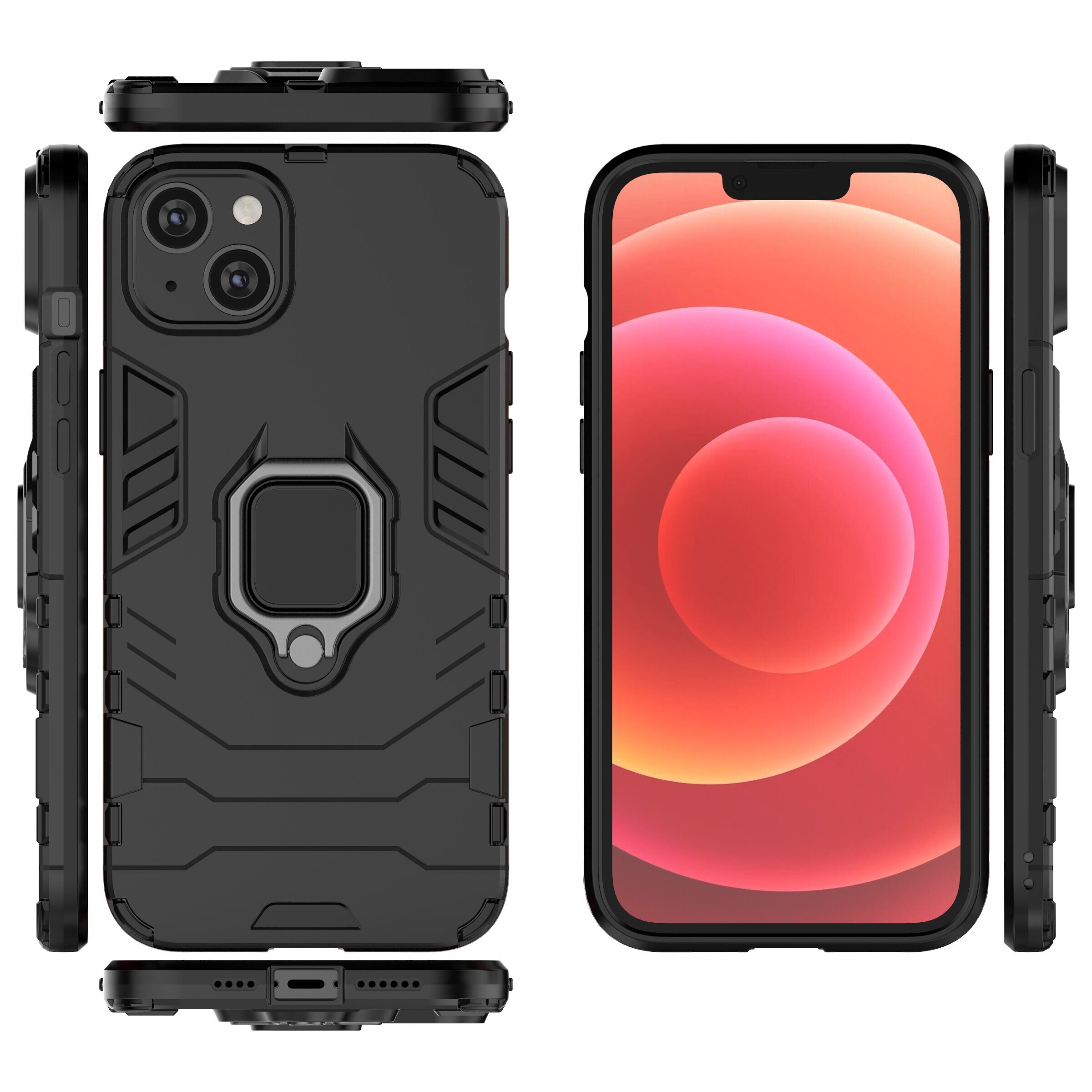 Ring Armor case for iPhone 14 Pro armored cover magnetic holder ring black - imagine 6