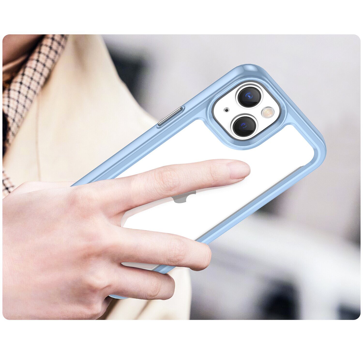 Outer Space Case iPhone 14 Plus hard cover with gel frame blue - imagine 5