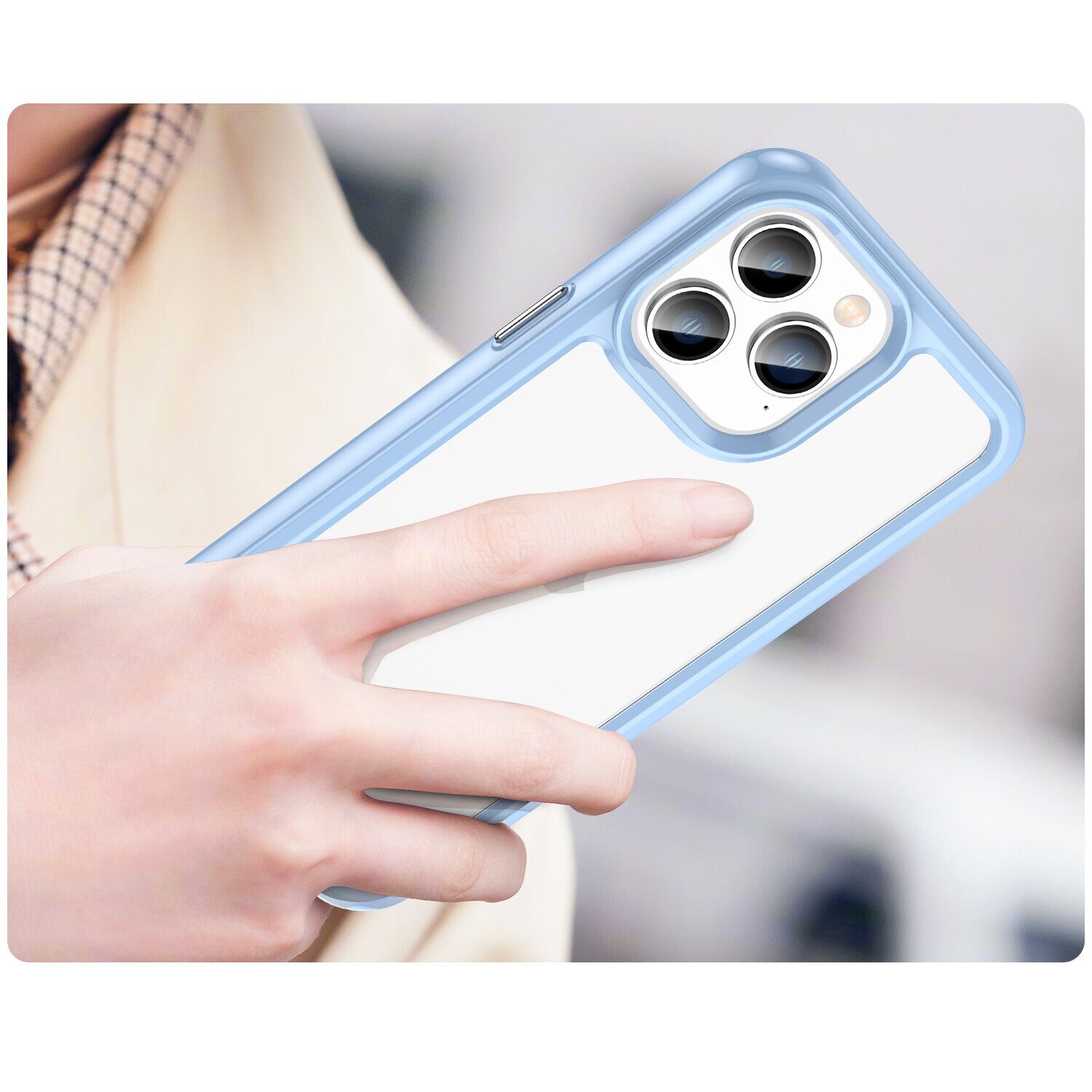 Outer Space Case iPhone 14 Pro hard cover with a gel frame blue - imagine 5