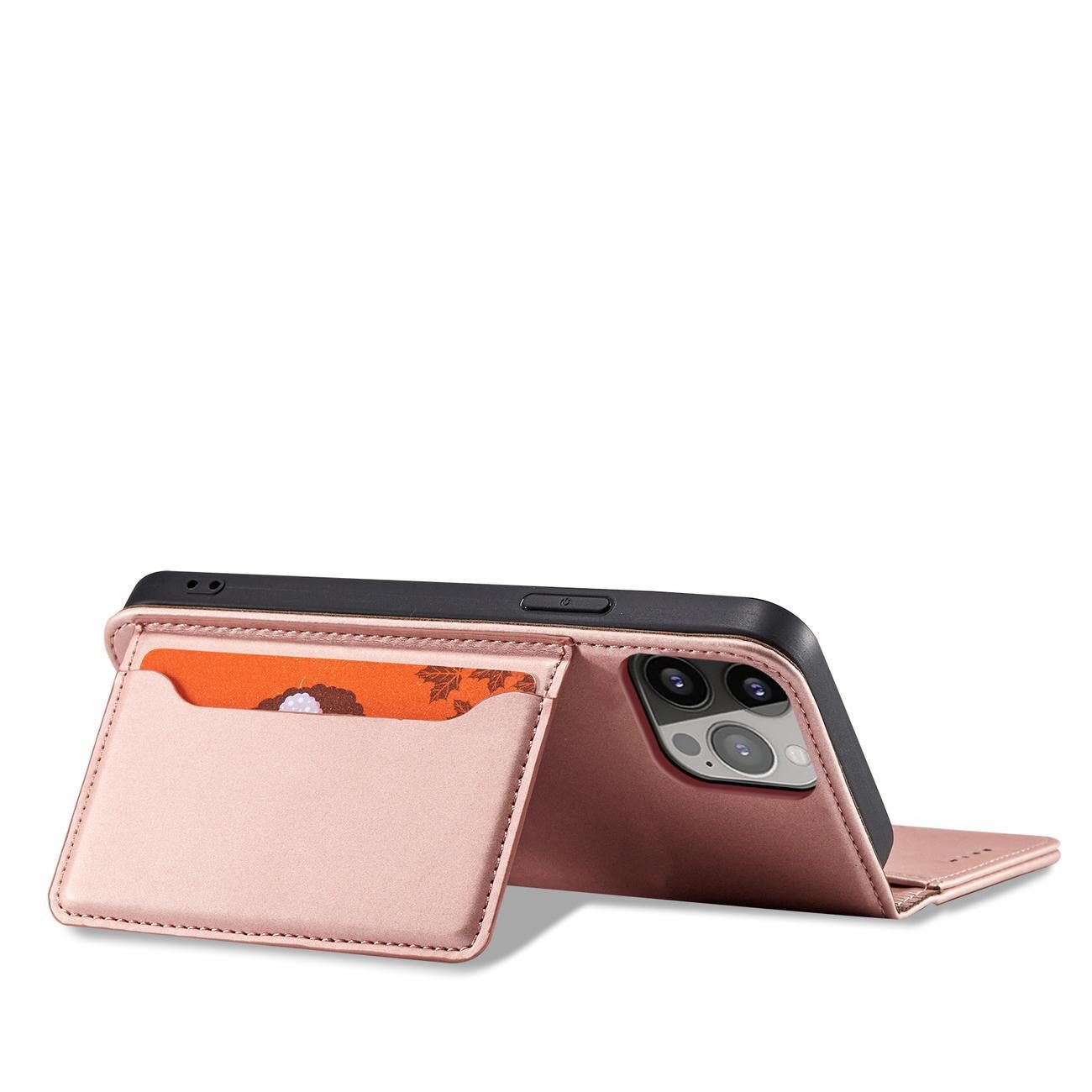 Magnet Card Case case for iPhone 14 Plus flip cover wallet stand pink - imagine 3