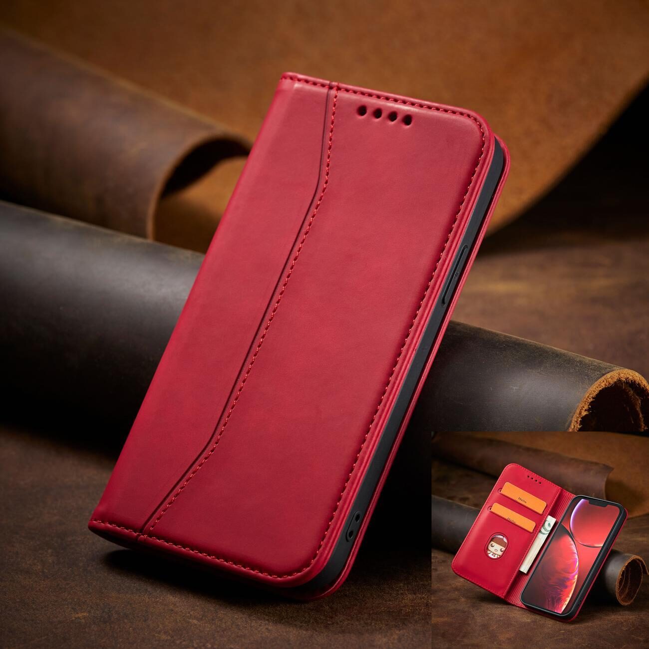 Magnet Fancy Case case for iPhone 14 Pro flip cover wallet stand red - imagine 10