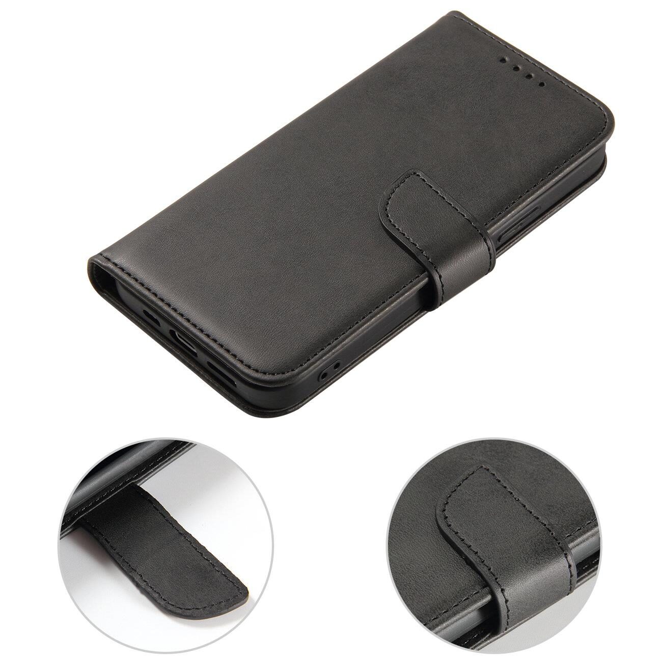 Magnet Case an elegant case cover with a flap and stand function iPhone 14 Max black - imagine 3