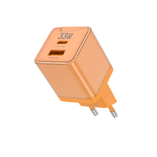 JELLICO wall charger EU55 GaN PD 33W 1xUSB-C + 1xUSB QC3.0 Orange