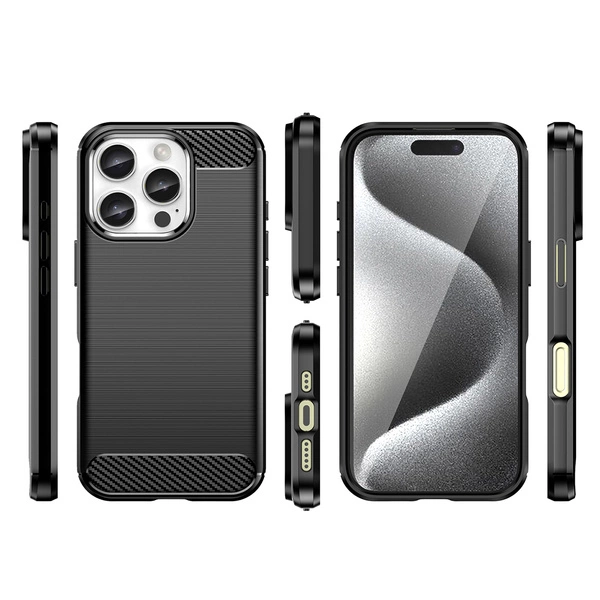 Carbon Case for iPhone 16 Silicone Case - Black - imagine 3
