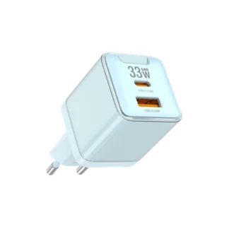 JELLICO wall charger EU55 GaN PD 33W 1xUSB-C + 1xUSB QC3.0 Blue
