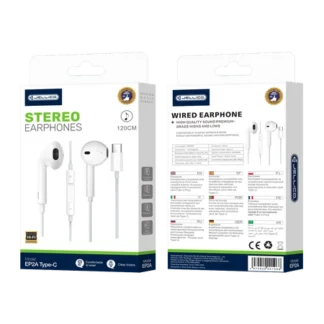 JELLICO wired earphones EP2A USB-C with microphone 1.2M White