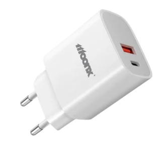 MOONX wall charger MC04 PD 20W 1xUSB-C + 1xUSB QC3.0 White