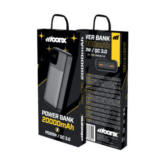 MOONX power bank MP02 PD 20W 1xUSB-C + 2xUSB QC3.0 22.5W 20000mAh black