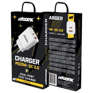 MOONX wall charger MC07 PD 33W 1xUSB-C + 1xUSB QC3.0 White