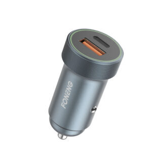 FONENG car charger C16 PD 30W 1xUSB-C + 1xUSB QC3.0 Silver