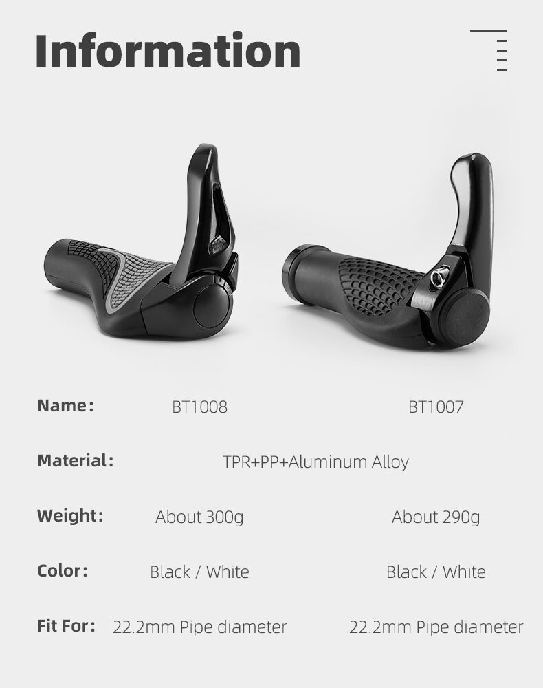 Rockbros BT1007B Bicycle Holder Set with Horns - Black - imagine 2