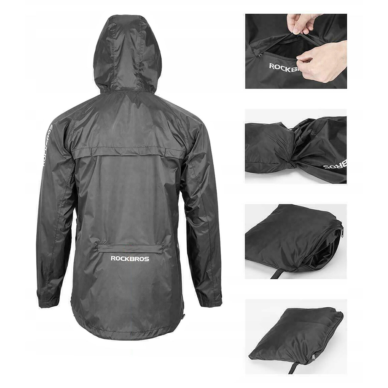 Rockbros YPY013BKXL Rain Jacket Breathable Windproof XL - Black - imagine 4
