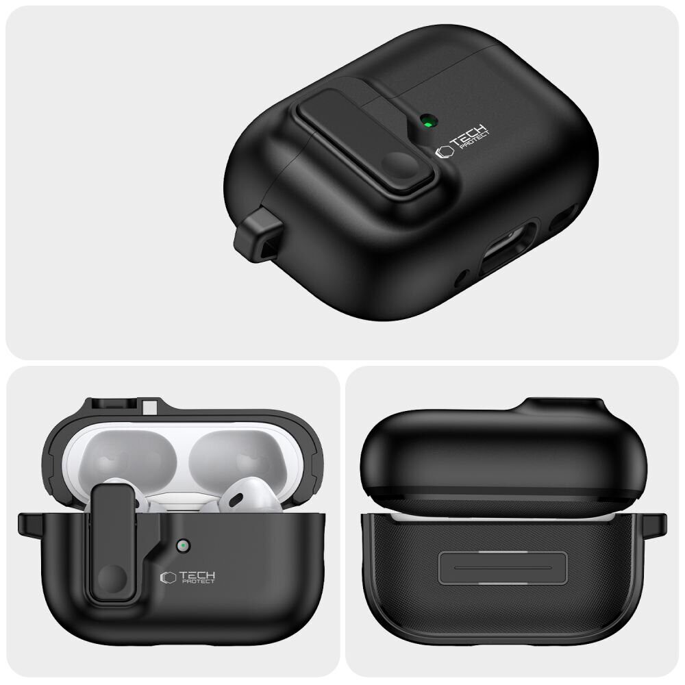 Tech-Protect Slim Hook Case with Carabiner for Apple AirPods Pro 1 / 2 - Black - imagine 4
