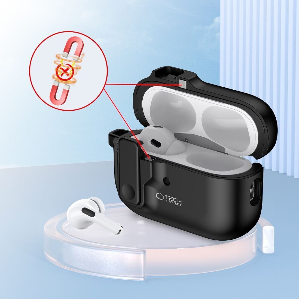 Tech-Protect Slim Hook Case with Carabiner for Apple AirPods Pro 1 / 2 - Black - imagine 5