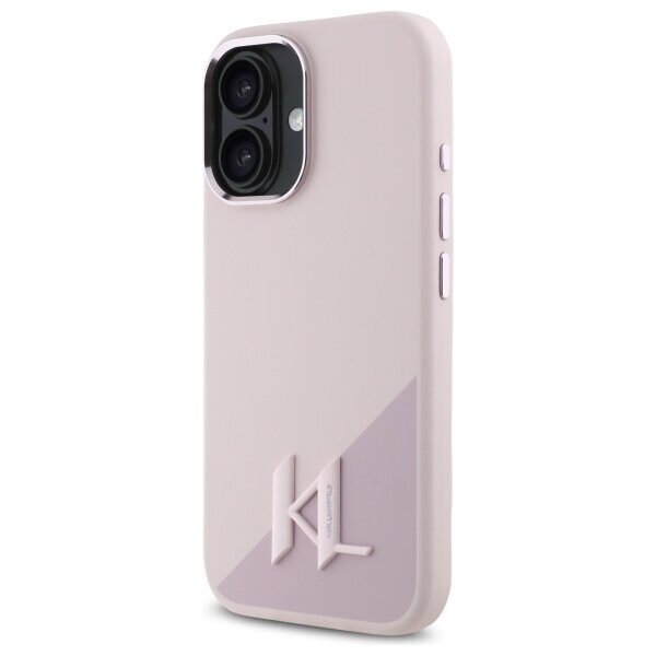 Karl Lagerfeld Silicone Shadow Metal Initial MagSafe iPhone 16 Case - Pink - imagine 2