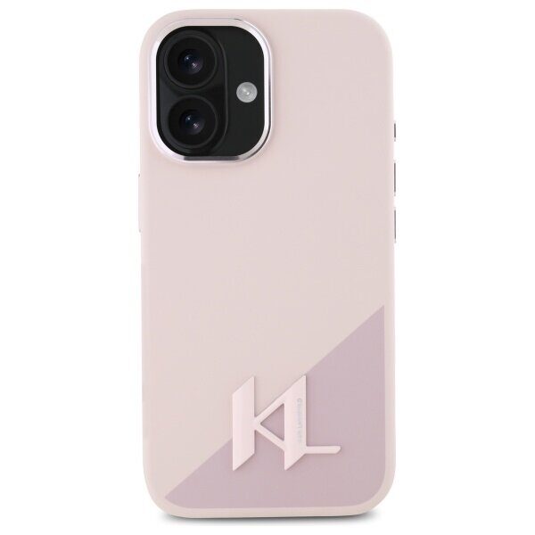 Karl Lagerfeld Silicone Shadow Metal Initial MagSafe iPhone 16 Case - Pink - imagine 3