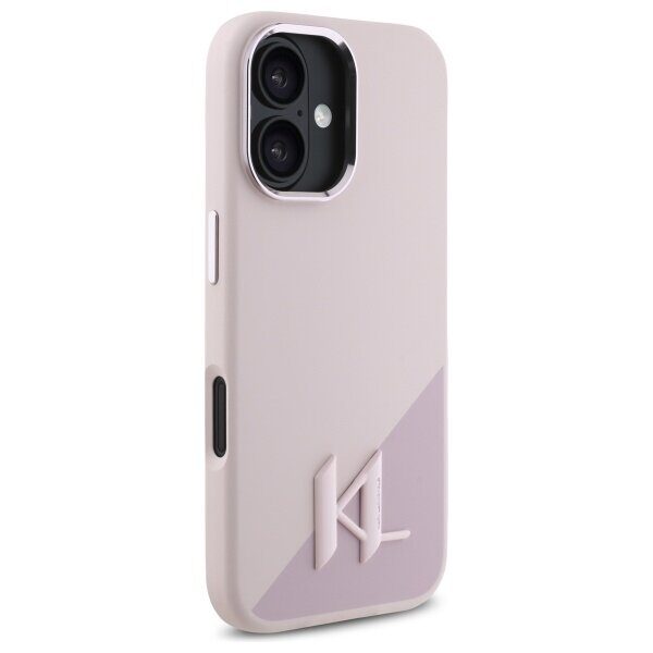 Karl Lagerfeld Silicone Shadow Metal Initial MagSafe iPhone 16 Case - Pink - imagine 4