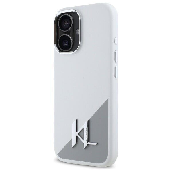 Karl Lagerfeld Silicone Initial Metal Logo MagSafe iPhone 16 Case - White - imagine 2