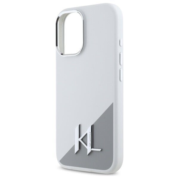 Karl Lagerfeld Silicone Initial Metal Logo MagSafe iPhone 16 Case - White - imagine 6