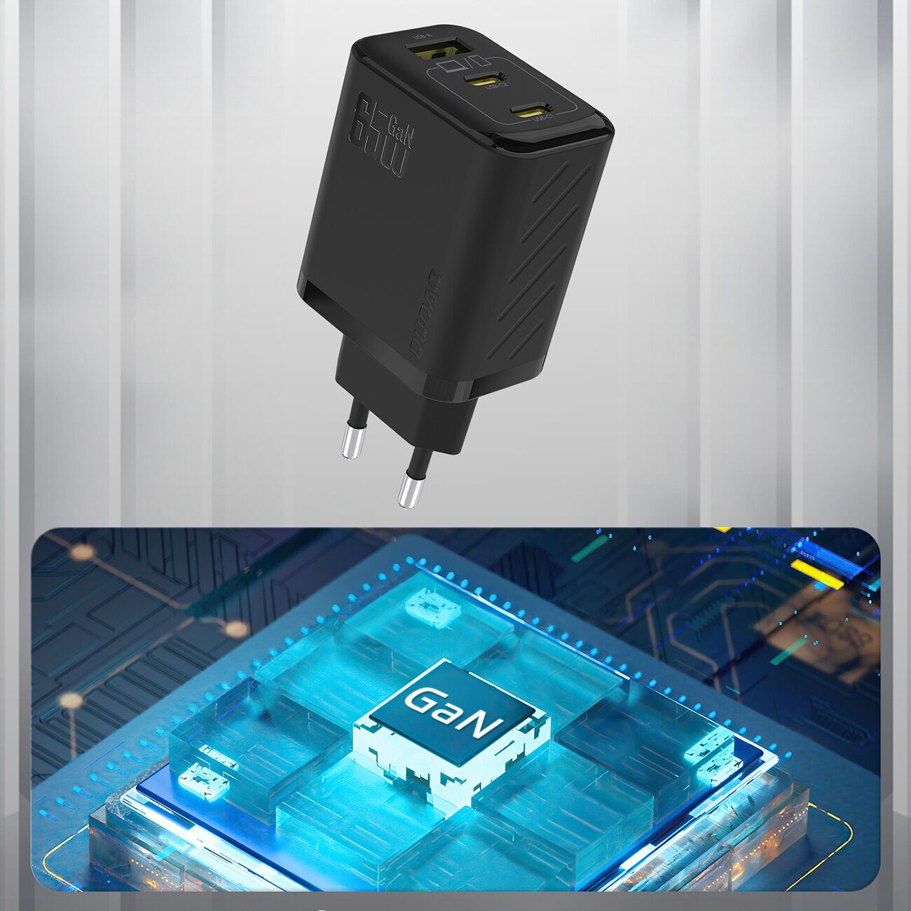 Dudao A29 65W GaN Wall Charger 2 x USB-C + 1 x USB-A - Black - imagine 5