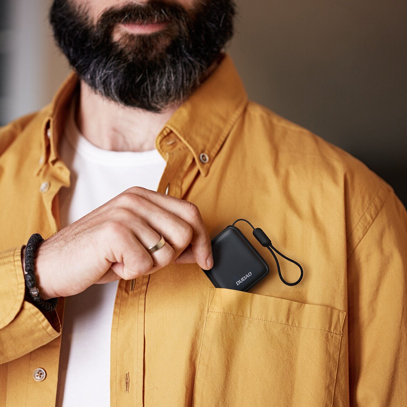 Dudao K22+ Ultra-Compact Power Bank 10000mAh 22.5W USB-C with Pendant/Cable - Gray - imagine 4