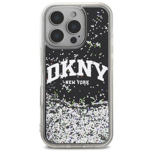 DKNY DKHCP16LLBNAEK iPhone 16 Pro 6.3" black/black hardcase Liquid Glitter Arch Logo - imagine 3
