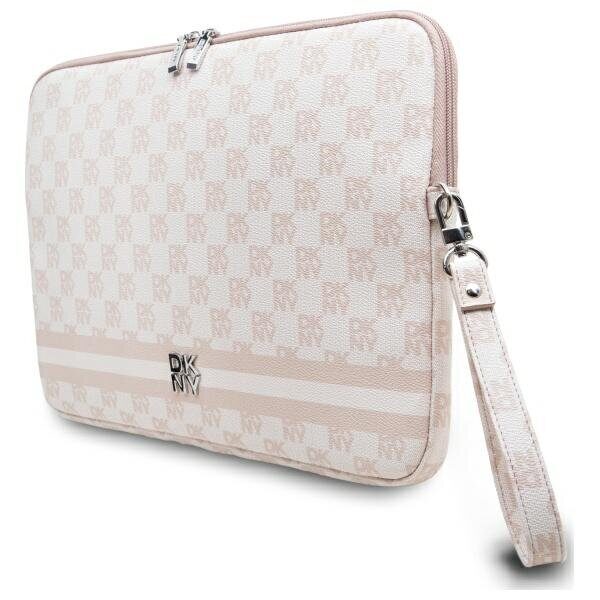 DKNY Sleeve Checkered Pattern Printed Stripes 14" Laptop Case - Pink - imagine 2