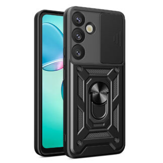 Hybrid Armor Camshield with Camera Cover and Metal Ring for Samsung Galaxy S25+ - Black