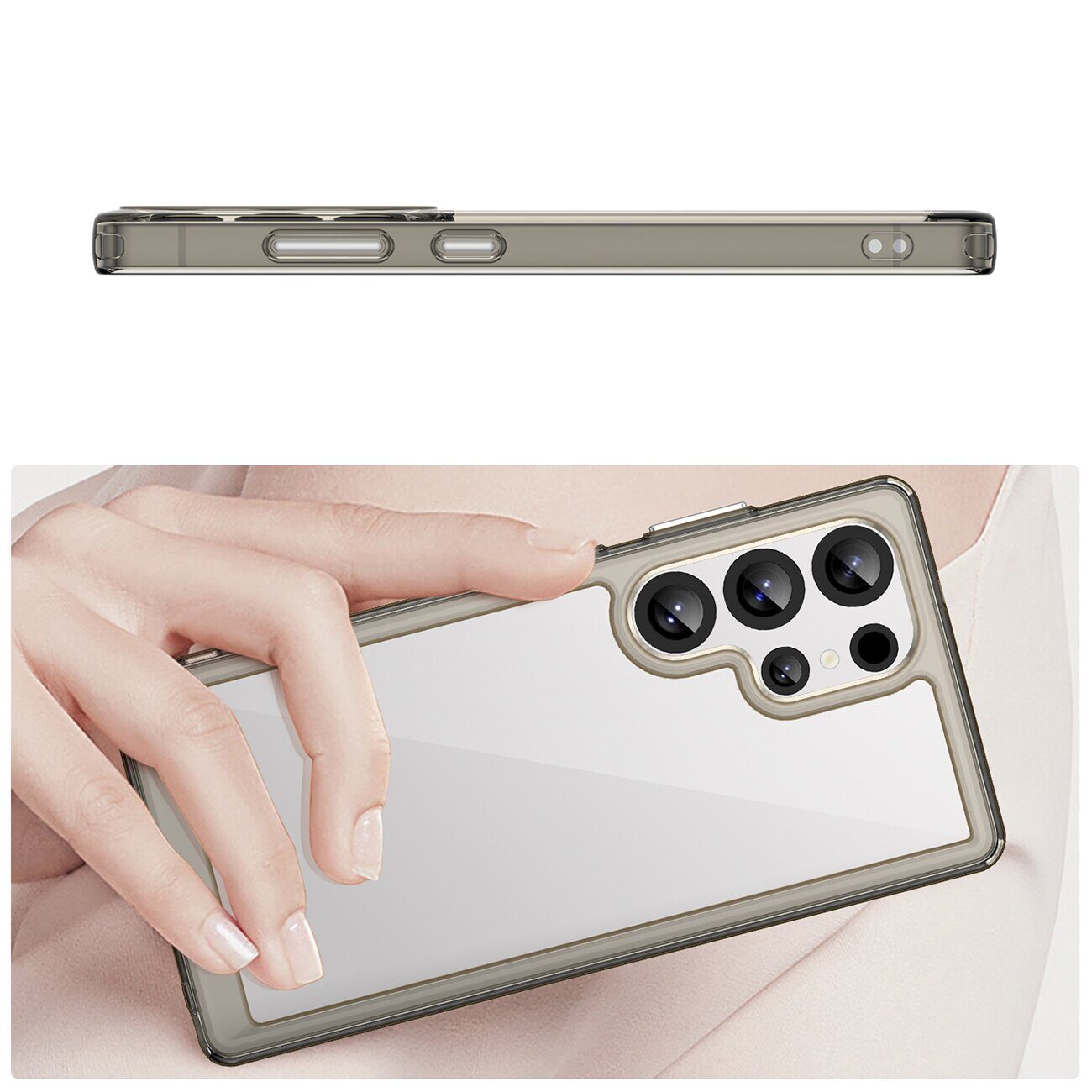 Outer Space Case with Gel Frame for Samsung Galaxy S25 Ultra - Clear Black - imagine 4