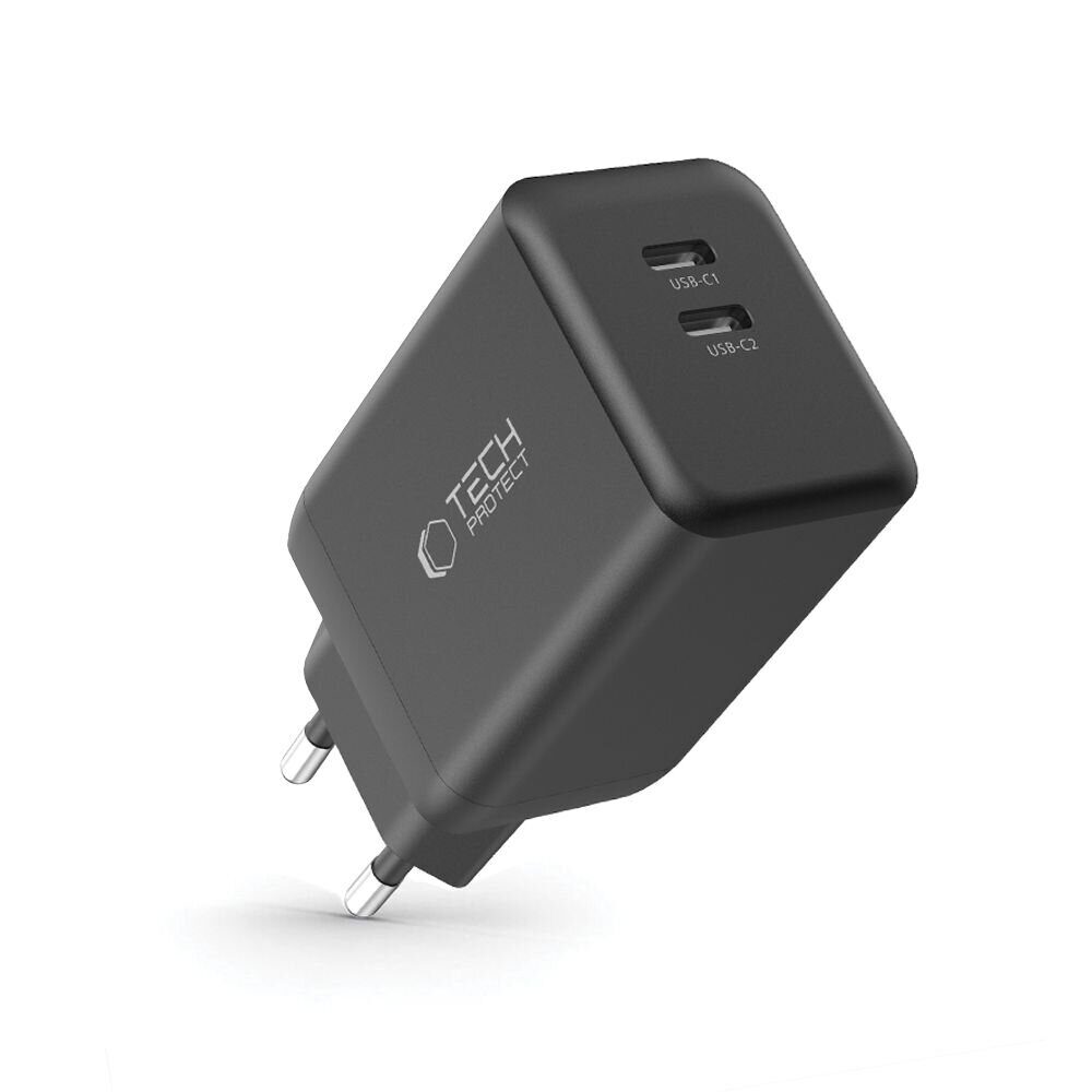 Tech-Protect NC45W-GAN 2-PORT PD45W wall charger - black - imagine 2