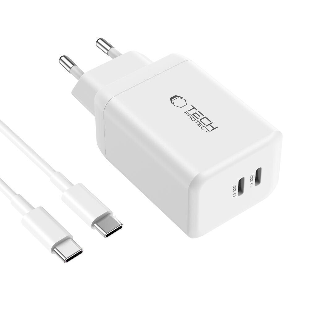 Tech-Protect NC45W-GAN 2-PORT PD45W Charger + Type-C CABLE - white - imagine 3