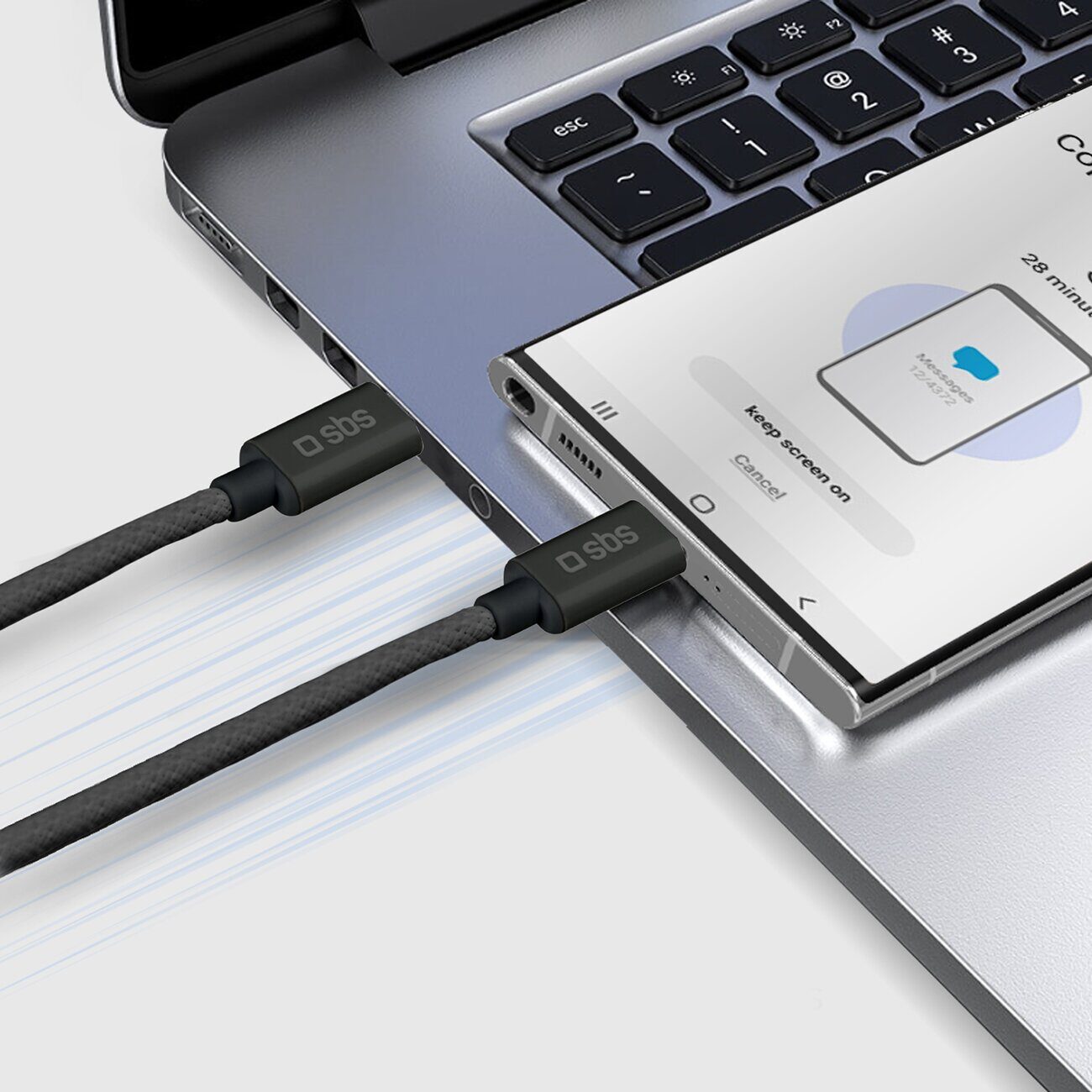 SBS TECABLETISSUETCK USB-C - USB-C 1.5m 60W braided cable - black - imagine 6