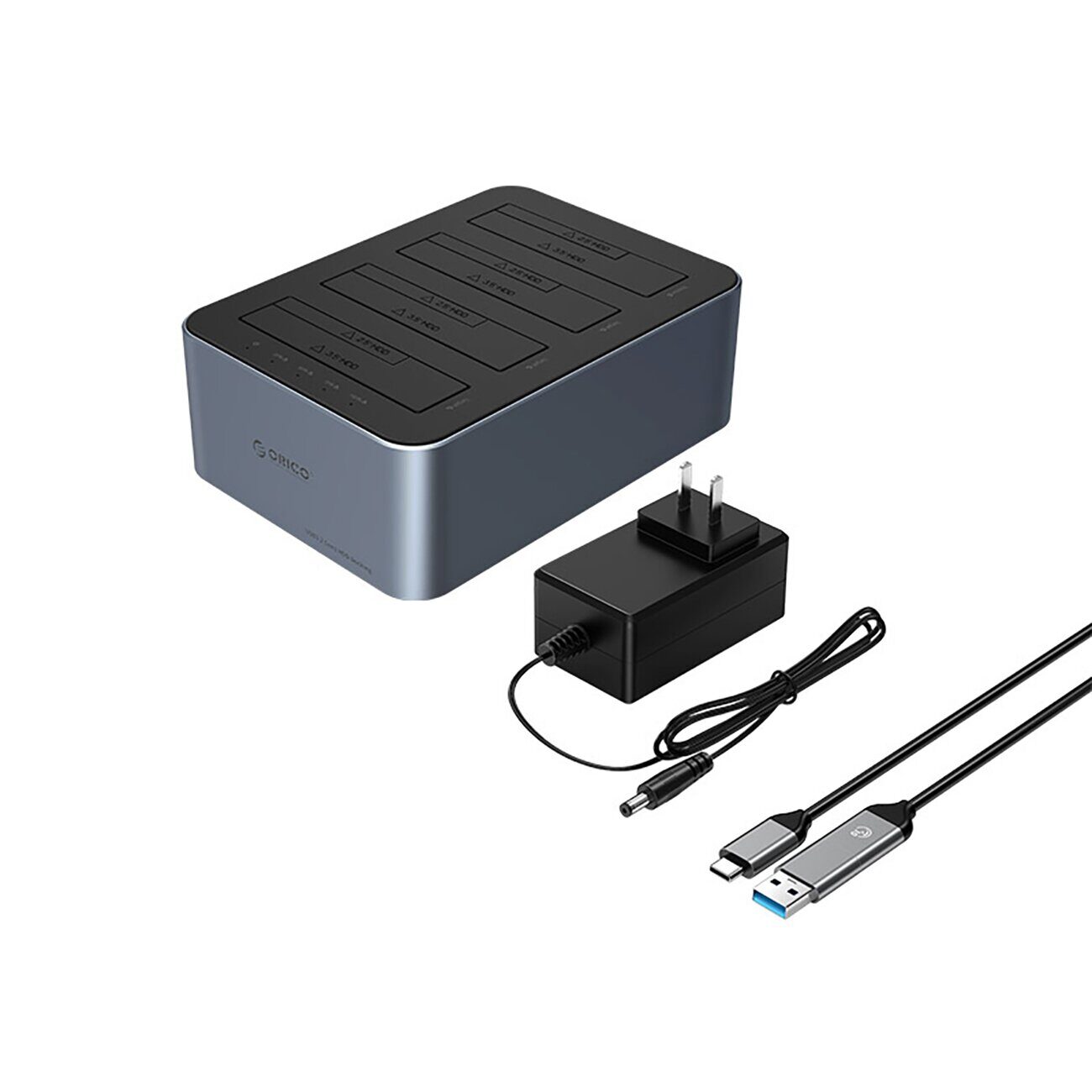 Orico 6646C3-C 4-Drive Docking Station with Offline Clone Function 2.5"/3.5" SATA HDD/SSD - Gray - imagine 2