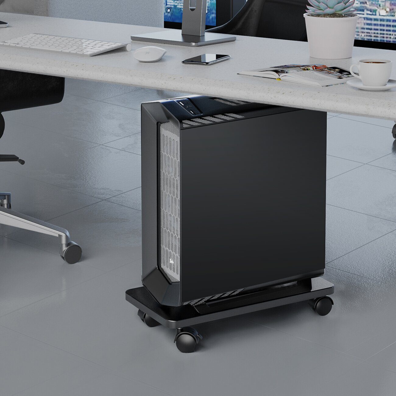 Orico CPB6 Computer Stand with Wheels - Black - imagine 3