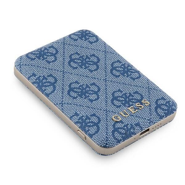 Guess Powerbank inductive 15W GUPB5FP4EMGB 5000mAh blue/blue 4G Leather Metal Logo MagSafe - imagine 3