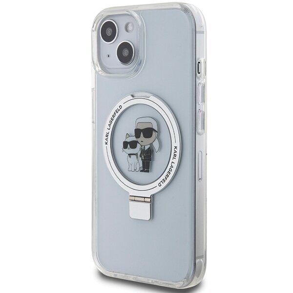 Karl Lagerfeld KLHMP15SHMRSKCH iPhone 15 / 14 / 13 6.1" white/white hardcase Ring Stand Karl&Choupette MagSafe - imagine 2