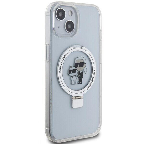 Karl Lagerfeld KLHMP15SHMRSKCH iPhone 15 / 14 / 13 6.1" white/white hardcase Ring Stand Karl&Choupette MagSafe - imagine 4