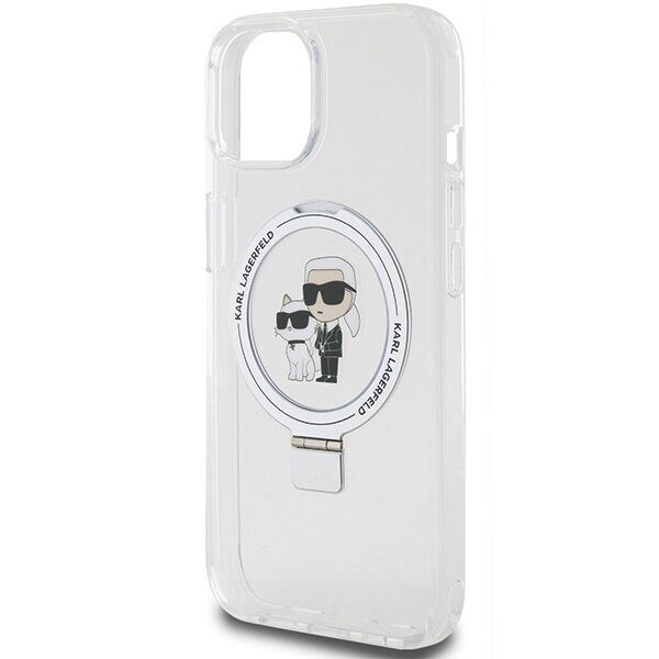 Karl Lagerfeld KLHMP15SHMRSKCH iPhone 15 / 14 / 13 6.1" white/white hardcase Ring Stand Karl&Choupette MagSafe - imagine 6