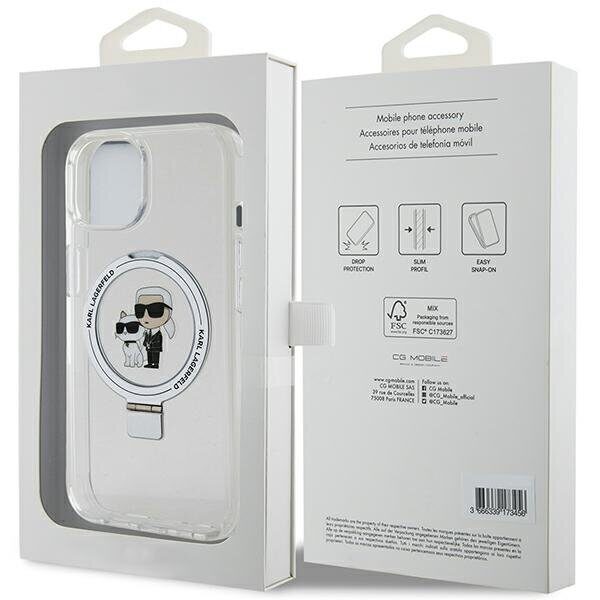 Karl Lagerfeld KLHMP15SHMRSKCH iPhone 15 / 14 / 13 6.1" white/white hardcase Ring Stand Karl&Choupette MagSafe - imagine 8