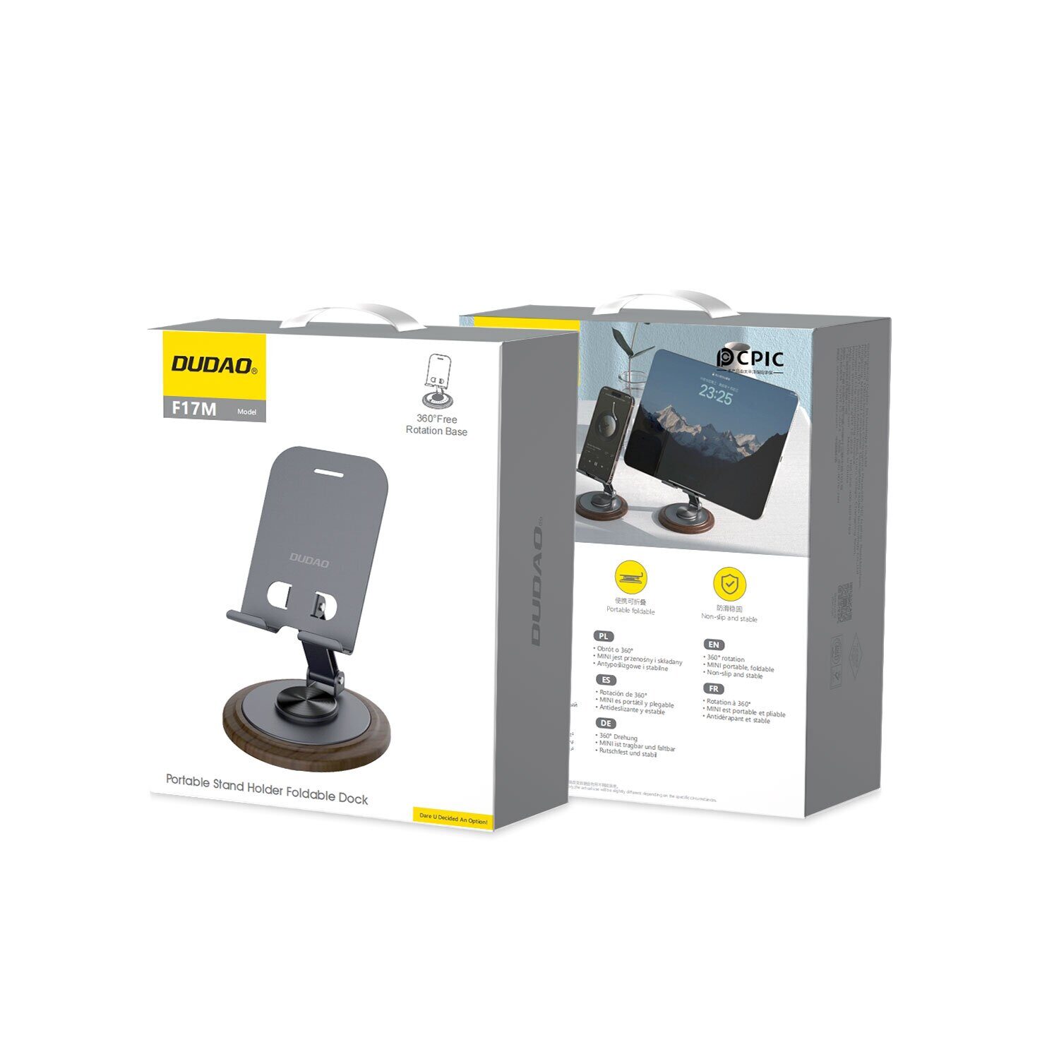 Dudao F17M 360° metal phone stand - gray - imagine 2