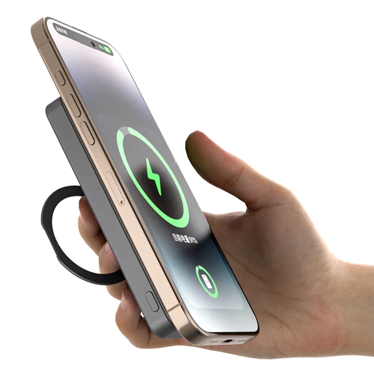 Dudao K28S 20W PD 5000mAh Powerbank with MagSafe and Stand - Gray - imagine 4