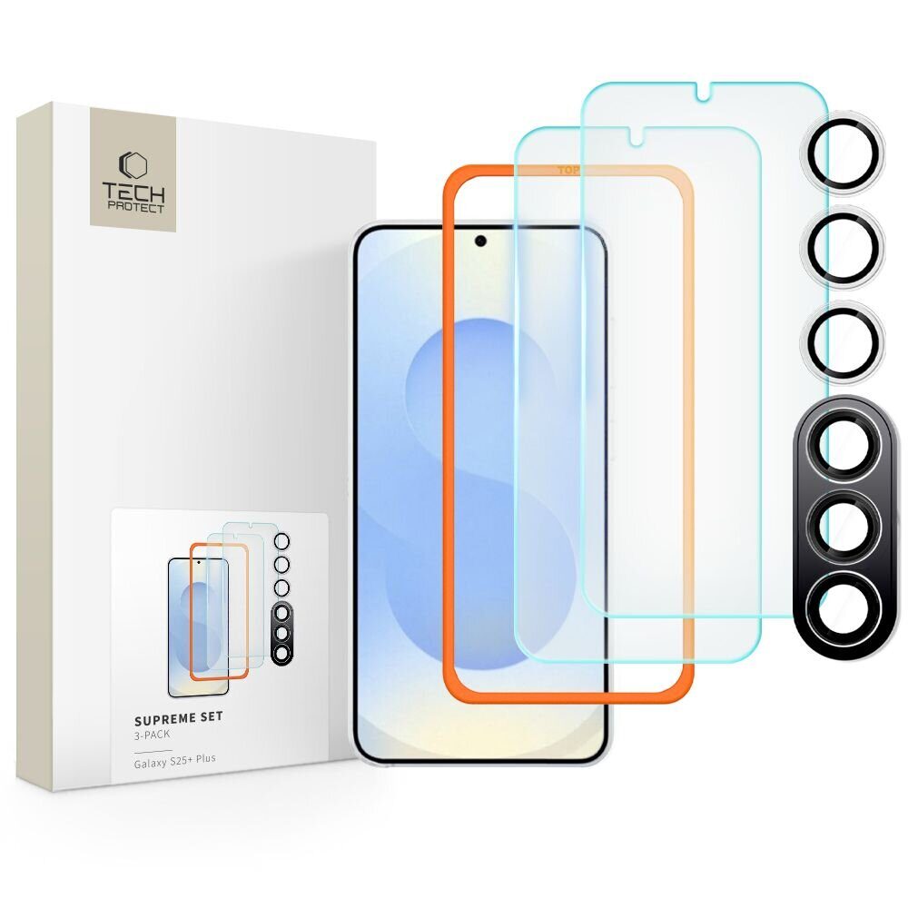 Tech-Protect Supreme Set for Samsung Galaxy S25+ 2x tempered glass for display / tempered glass for camera - transparent
