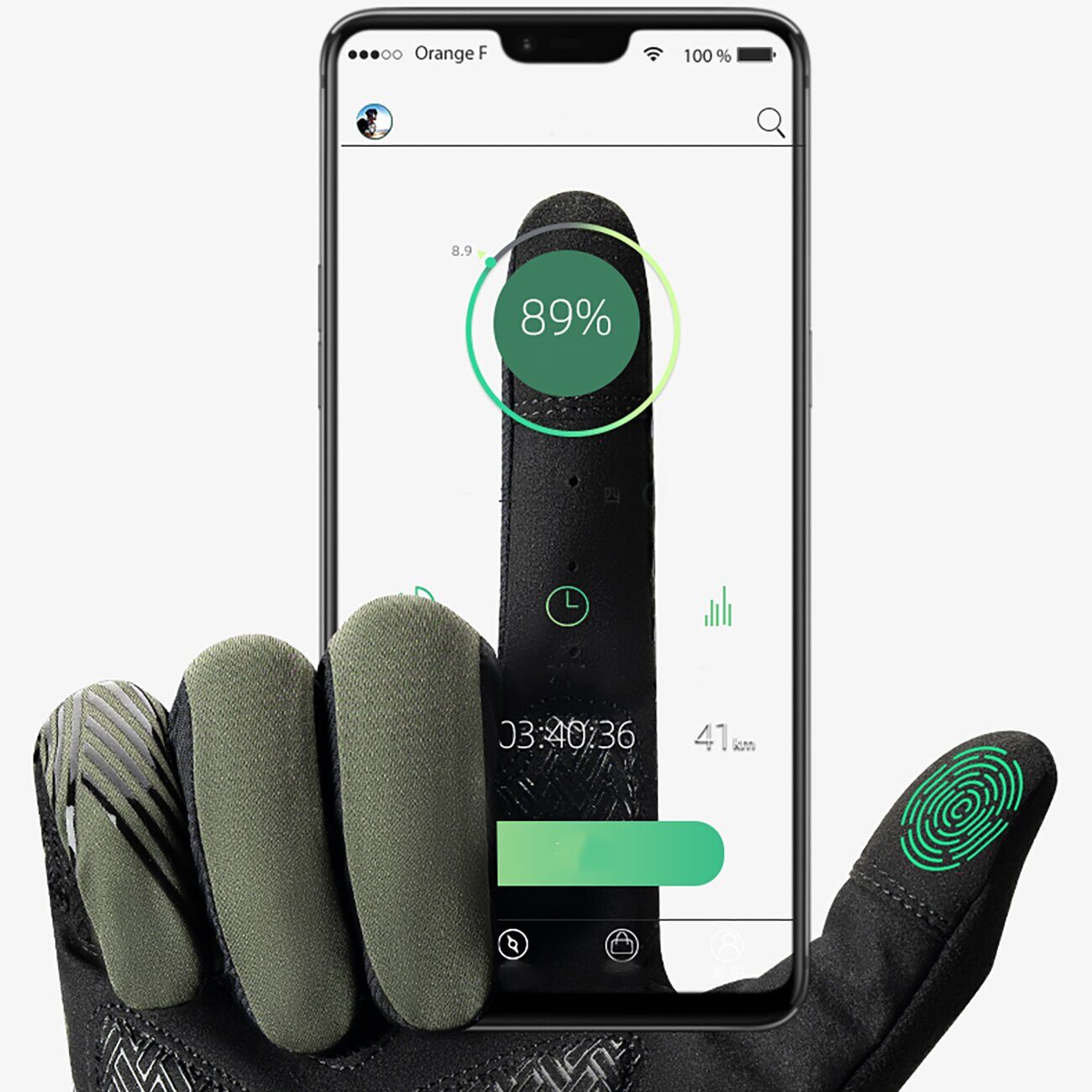 Rockbros cycling gloves spring/summer/autumn, full, size: L - green - imagine 2