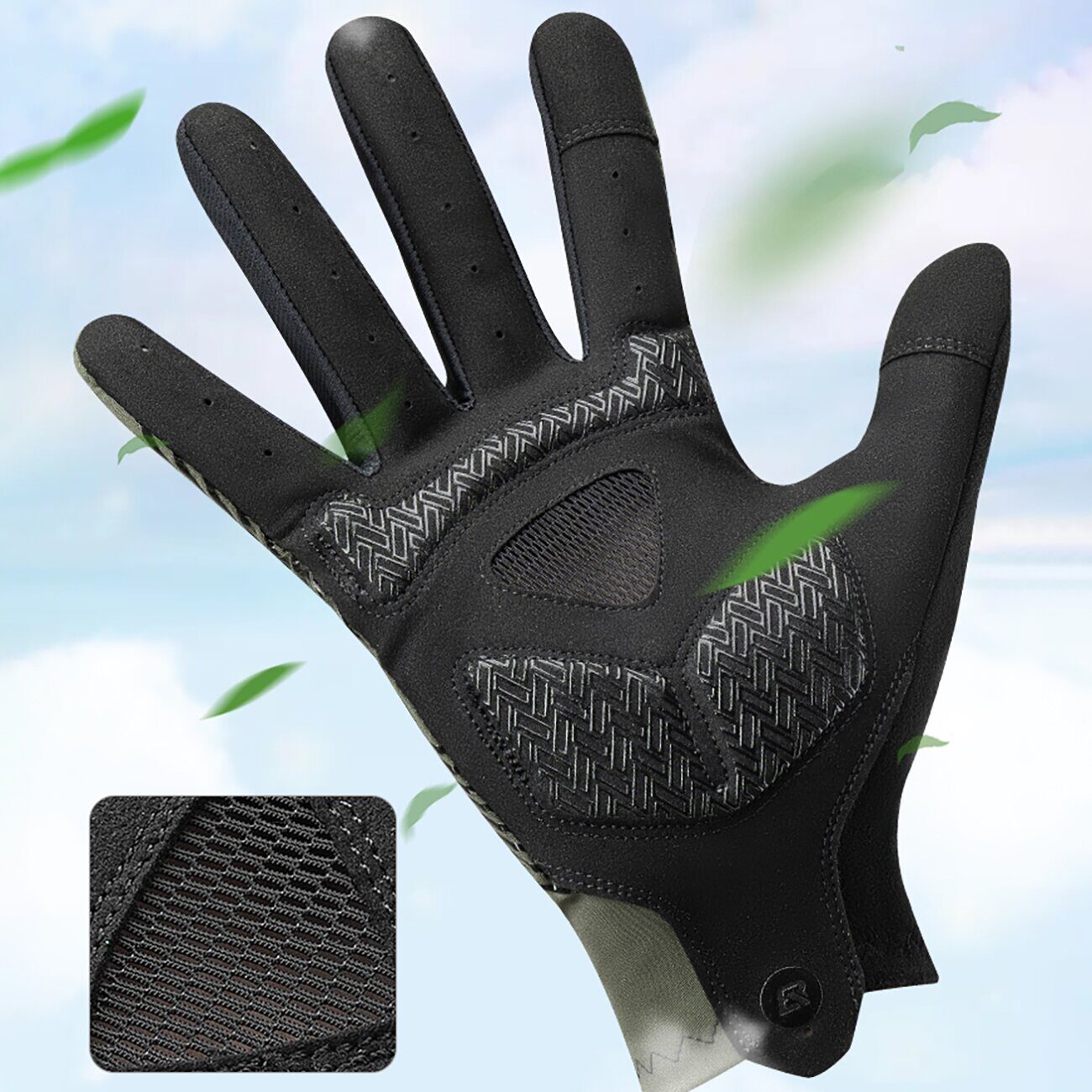 Rockbros cycling gloves spring/summer/autumn, full, size: L - green - imagine 3
