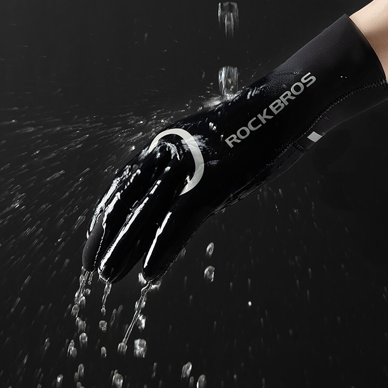 Rockbros full waterproof cycling gloves, size: S/M - black - imagine 8