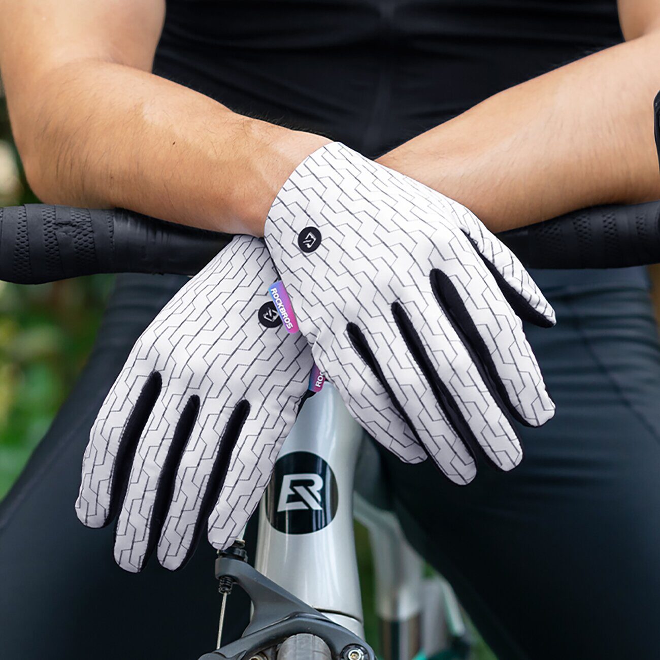 Rockbros MTB cycling gloves size: M - white and black - imagine 4